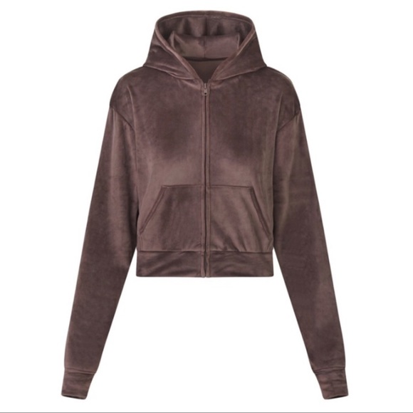 Set SKIMS Amethyst Brown Velour Track Jacket Jogger 2XL - Picture 7 of 13